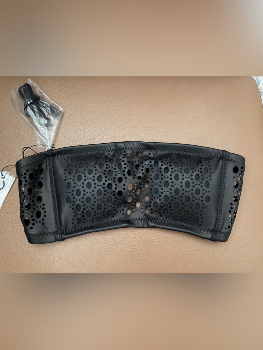 GIGI C Black Perforated Laser Cut Bikini Top Sz XS